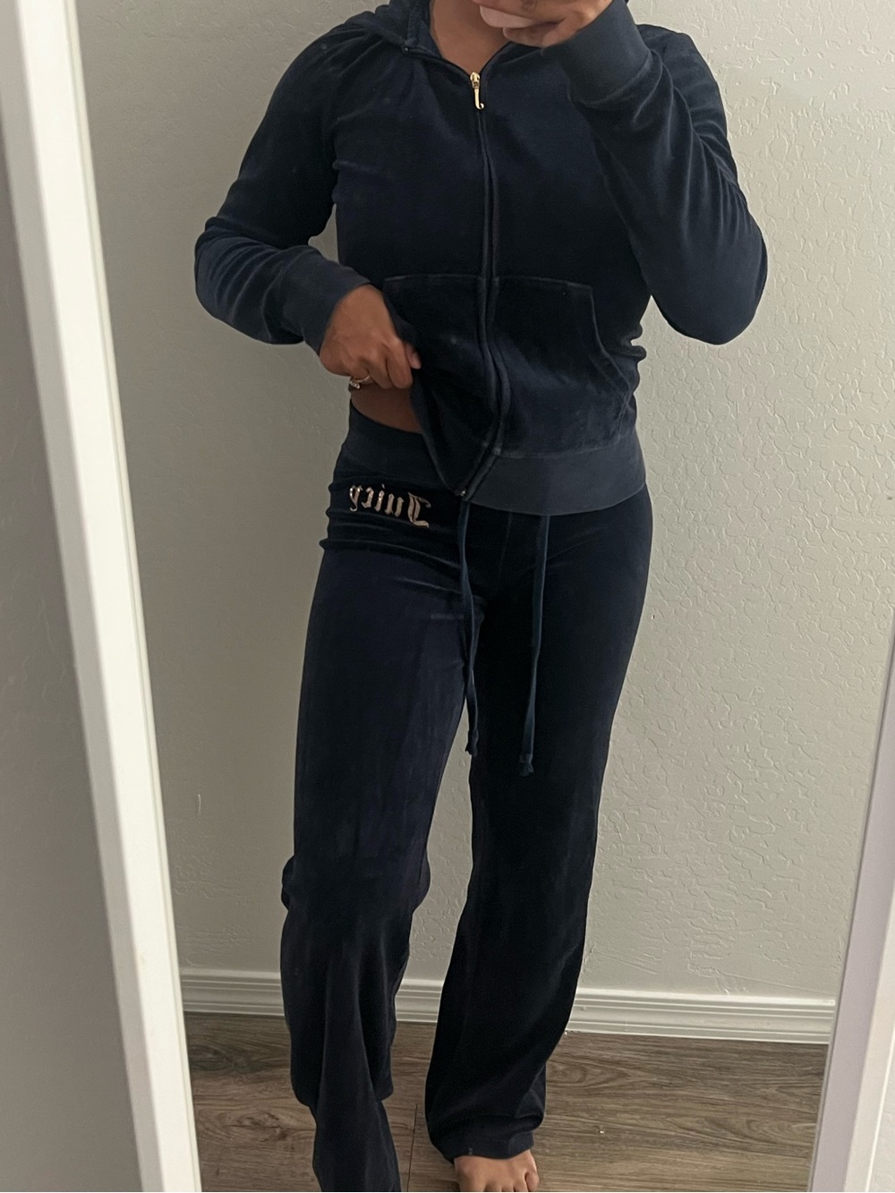 Juicy Couture Navy Blue Velour Tracksuit Set